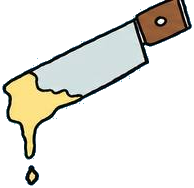 A butter knife hovering above the toast, forever about to fall